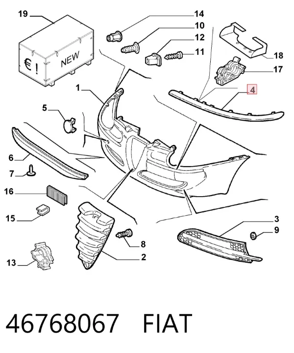 Moldura direita do pára-choque dianteiro 46768067 Fiat/Alfa/Lancia