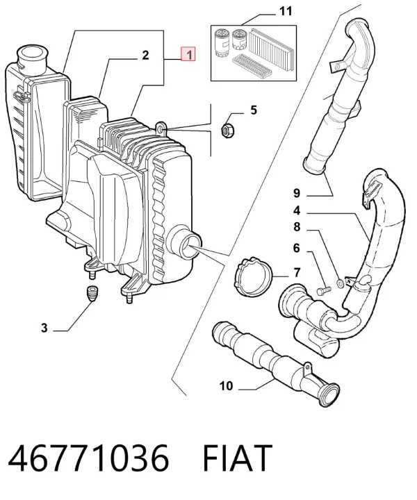 Caixa de filtro de ar 46771036 Fiat/Alfa/Lancia