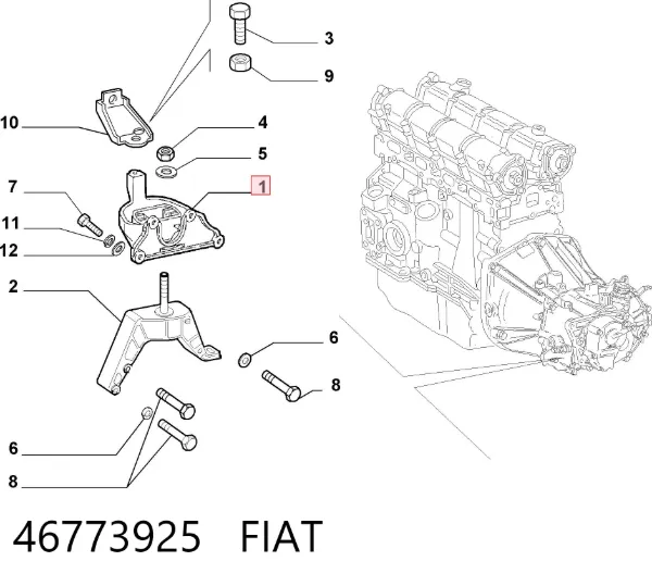 Coxim (suporte) esquerdo de motor 46773925 Fiat/Alfa/Lancia