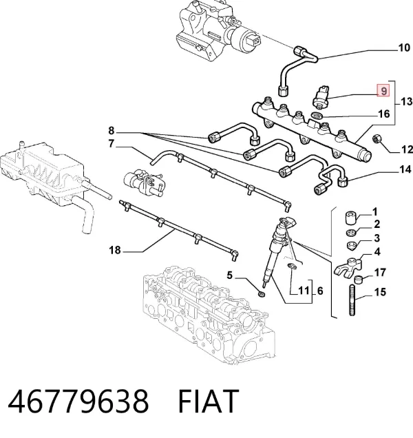 Sensor de pressão de combustível 46779638 Fiat/Alfa/Lancia