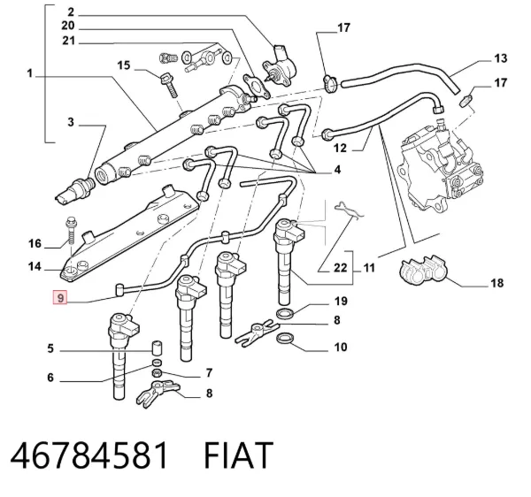 Tubo de combustível, inverso desde os injetores 46784581 Fiat/Alfa/Lancia