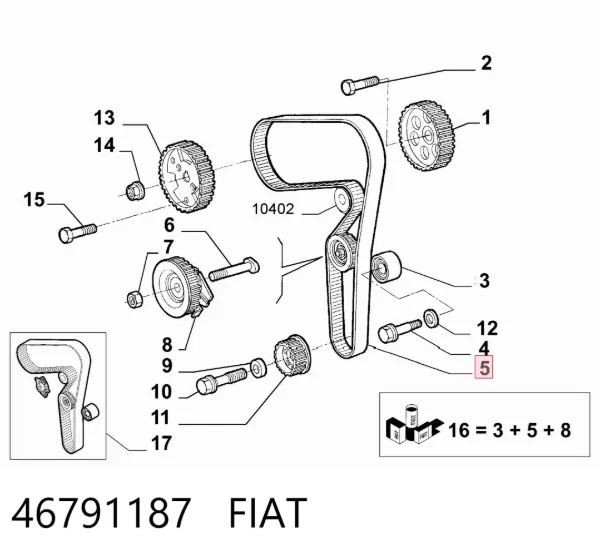 Correia do mecanismo de distribuição de gás 46791187 Fiat/Alfa/Lancia