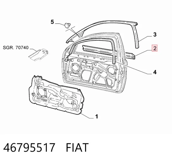 Moldura da porta dianteira direita 46795517 Fiat/Alfa/Lancia