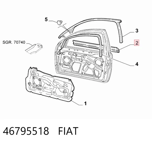 Moldura da porta dianteira esquerda 46795518 Fiat/Alfa/Lancia