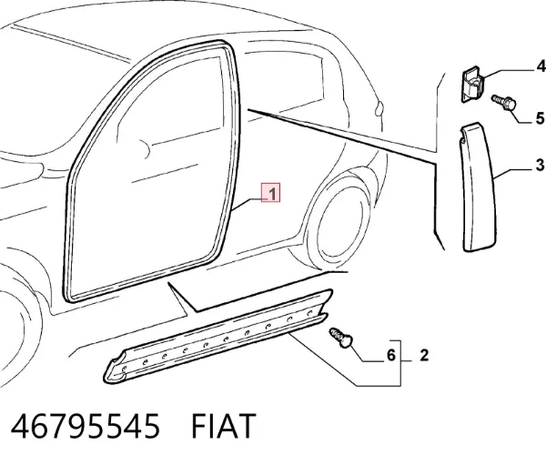 Compactador da porta dianteira esquerda (na carroçaria) 46795545 Fiat/Alfa/Lancia