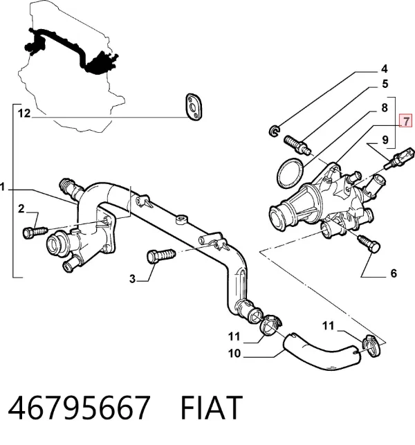 Caixa do termostato 46795667 Fiat/Alfa/Lancia