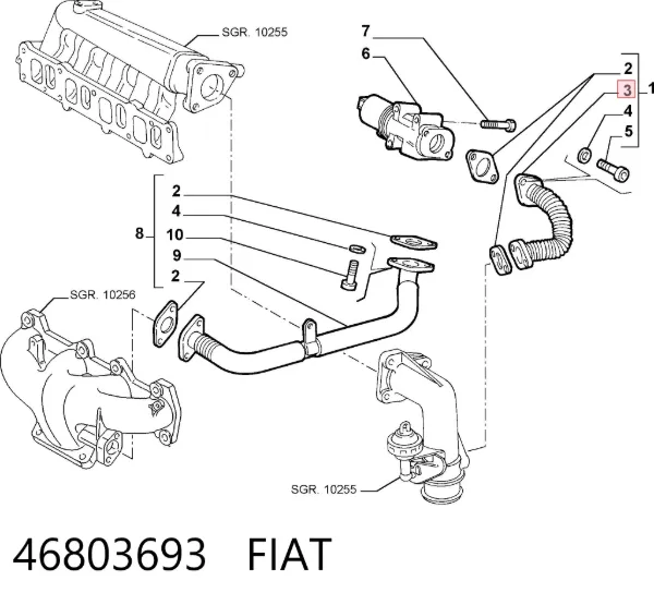 Mangueira (cano derivado) de radiador EGR, linha de combustível de retorno 46803693 Fiat/Alfa/Lancia