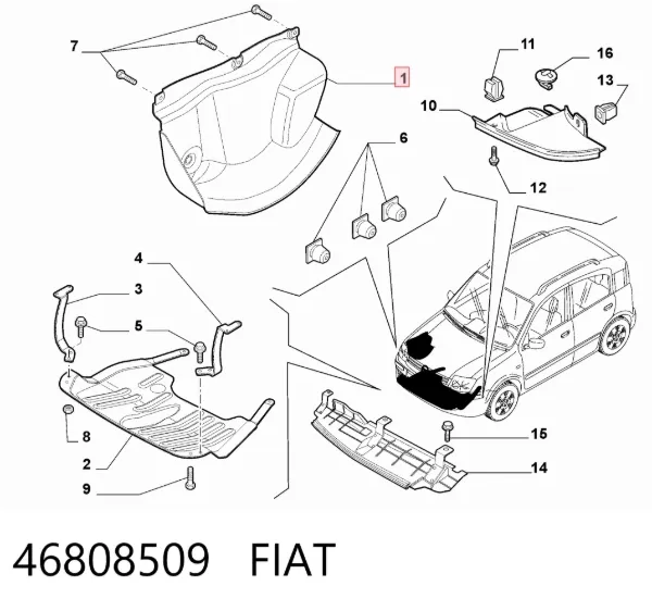 Proteção de motor, de panela (da seção de motor) 46808509 Fiat/Alfa/Lancia