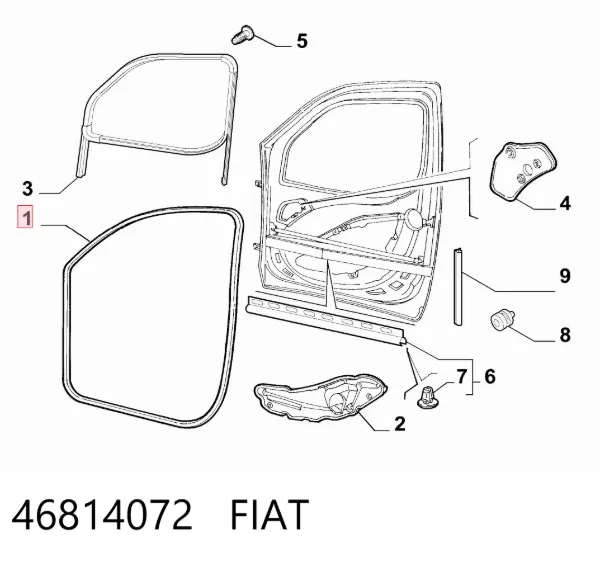 Compactador da porta dianteira esquerda (na porta) 46814072 Fiat/Alfa/Lancia