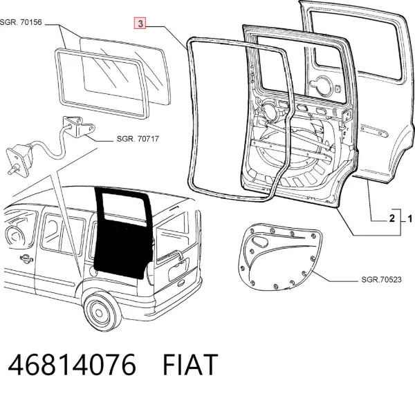 Vedação da porta lateral (deslizante) 46814076 Fiat/Alfa/Lancia
