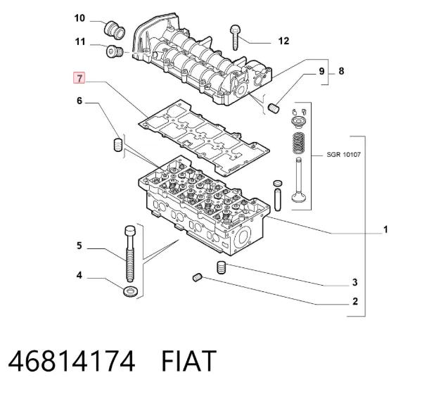 Vedante de tampa de válvulas de motor 46814174 Fiat/Alfa/Lancia