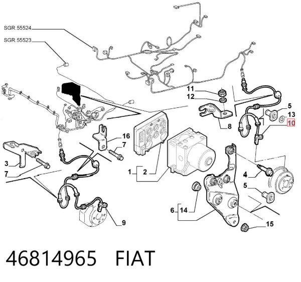 Sensor ABS traseiro 46814965 Fiat/Alfa/Lancia