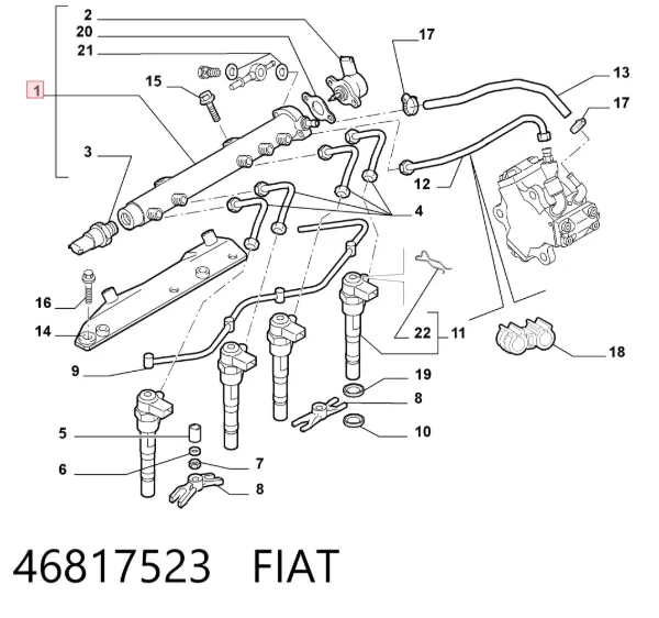 Distribuidor de combustível (rampa) 46817523 Fiat/Alfa/Lancia