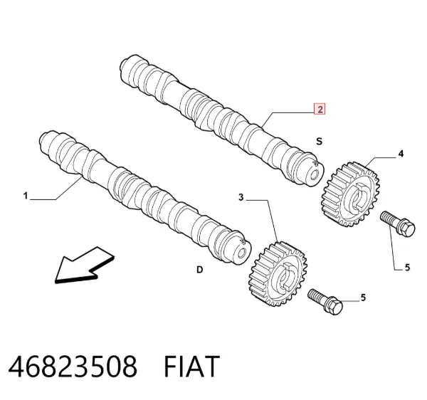 Árvore distribuidora de motor de admissão 46823508 Fiat/Alfa/Lancia