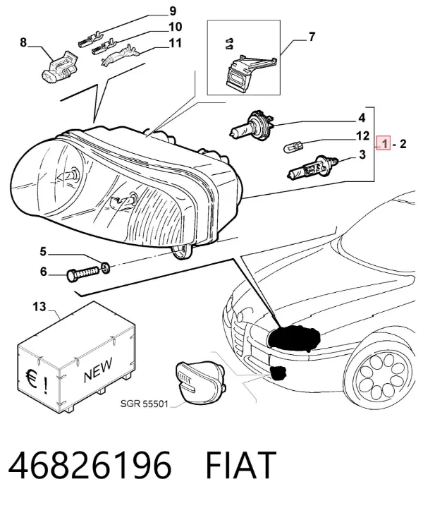 Luz esquerda 46826196 Fiat/Alfa/Lancia