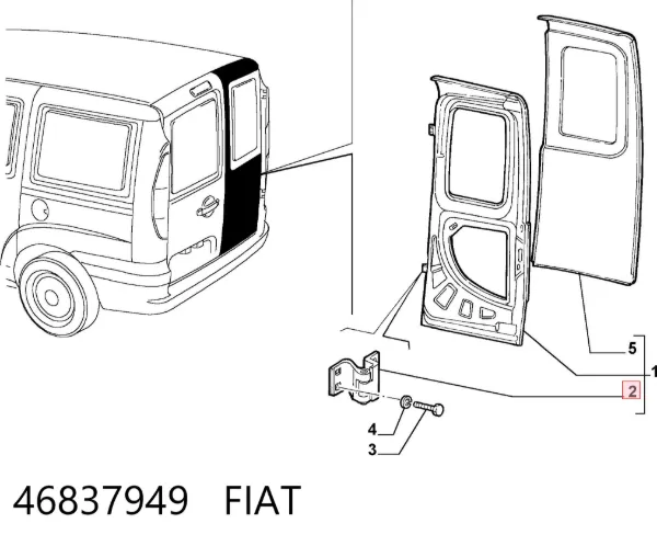 Gozno esquerdo superior da porta traseira (batente) 46837949 Fiat/Alfa/Lancia