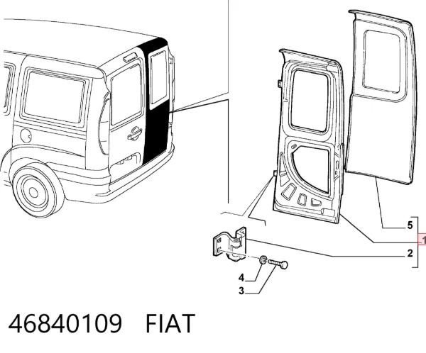 Porta batente traseira esquerda de furgão 46840109 Fiat/Alfa/Lancia