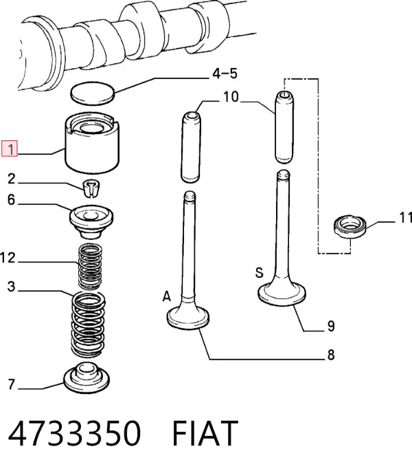 Compensador hidrâulico (empurrador hidrâulico), empurrador de válvulas 4733350 Fiat/Alfa/Lancia