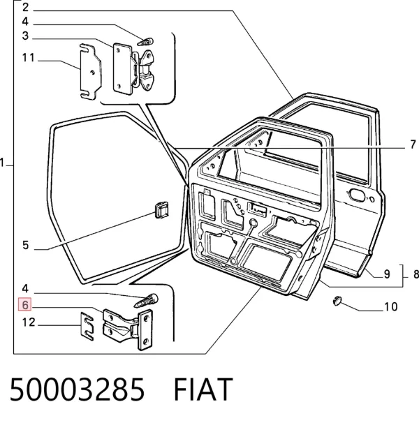 Gozno da porta dianteira 50003285 Fiat/Alfa/Lancia