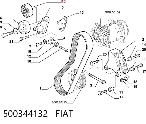 Rolo de reguladora de tensão da correia de transmissão 500344132 Fiat/Alfa/Lancia