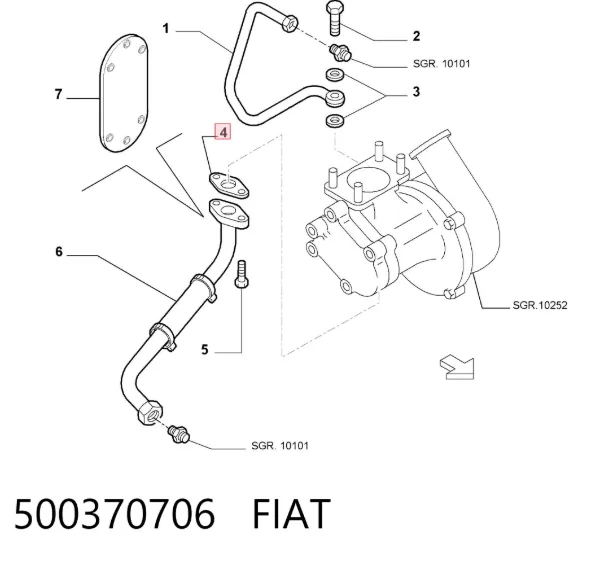 Vedante de mangueira de derivação de óleo de turbina 500370706 Fiat/Alfa/Lancia