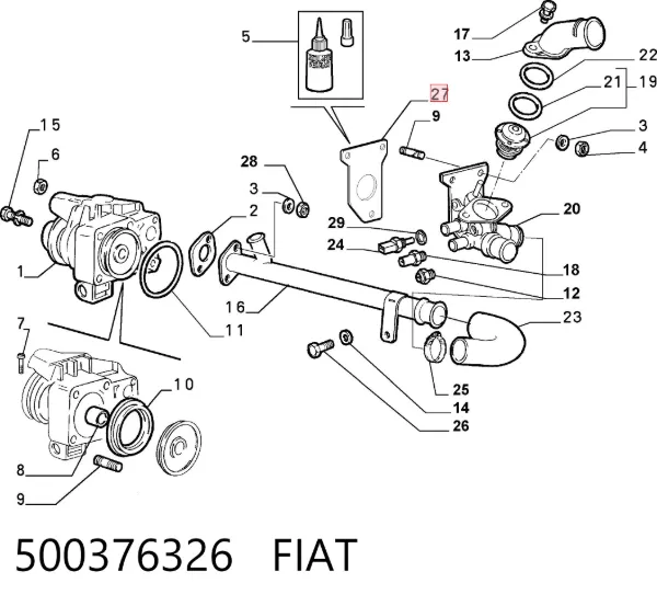 Vedante de termostato 500376326 Fiat/Alfa/Lancia