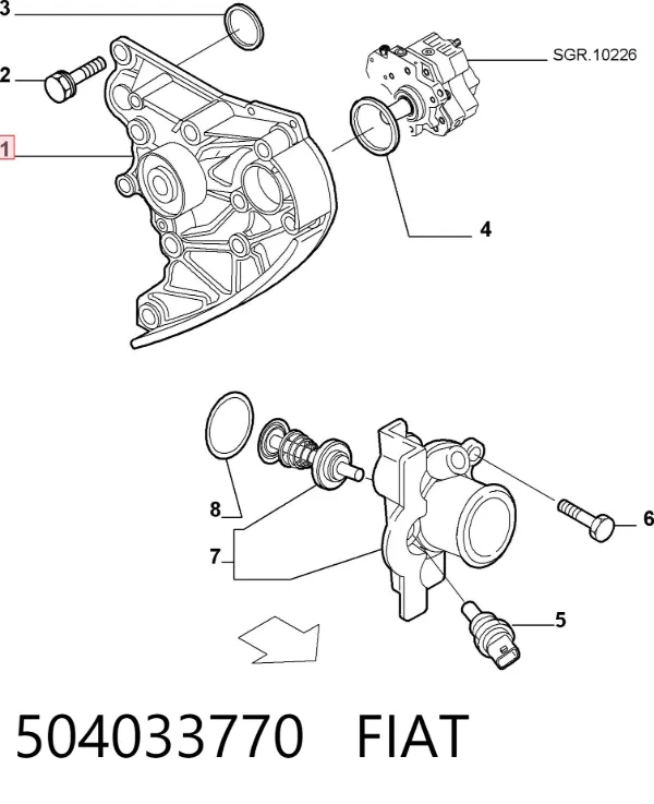 Bomba de água (bomba) de esfriamento 504033770 Fiat/Alfa/Lancia