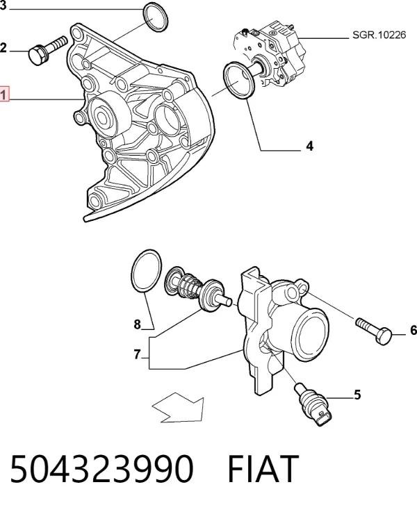 Bomba de água (bomba) de esfriamento 504323990 Fiat/Alfa/Lancia