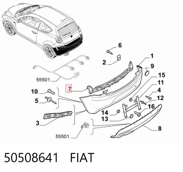 Reforçador do pára-choque traseiro Alfa Romeo Mito 955