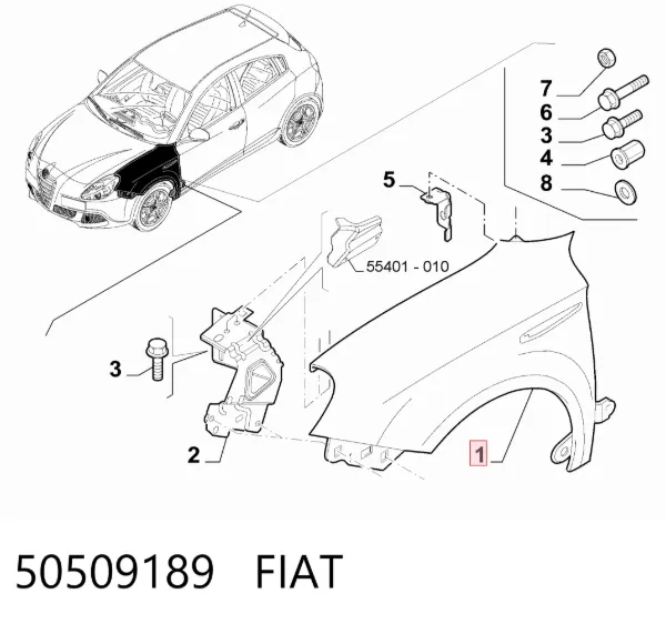 Pára-lama dianteiro direito 50509189 Fiat/Alfa/Lancia