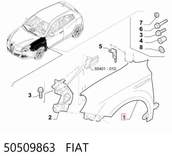Pára-lama dianteiro esquerdo 50509863 Fiat/Alfa/Lancia