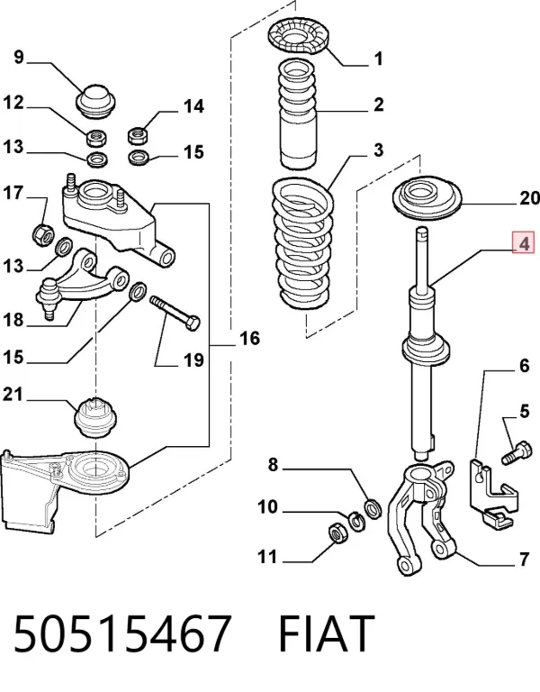 Amortecedor dianteiro 50515467 Fiat/Alfa/Lancia