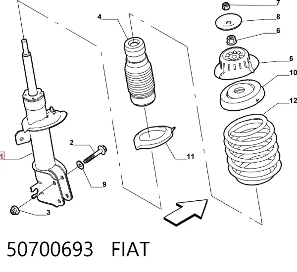Amortecedor dianteiro 50700693 Fiat/Alfa/Lancia