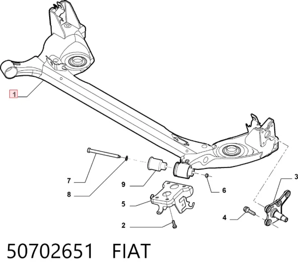 Viga de suspensão traseira (plataforma veicular) 50702651 Fiat/Alfa/Lancia