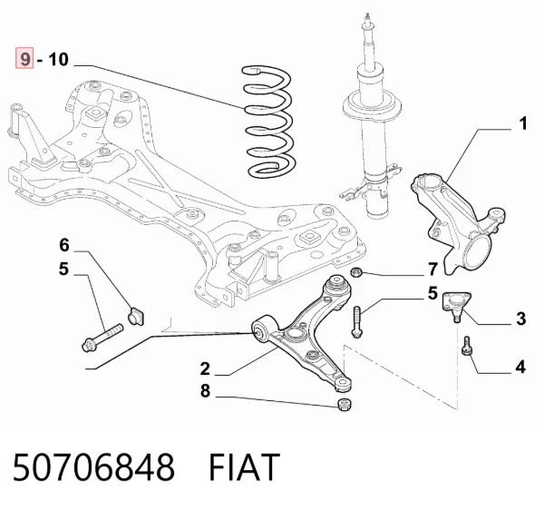 Mola dianteira 50706848 Fiat/Alfa/Lancia