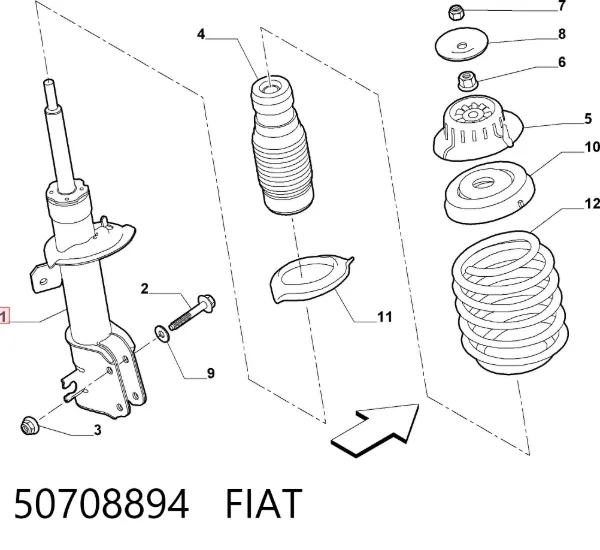 Amortecedor dianteiro 50708894 Fiat/Alfa/Lancia