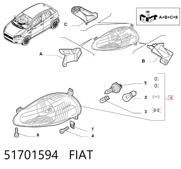 Luz direita 51701594 Fiat/Alfa/Lancia