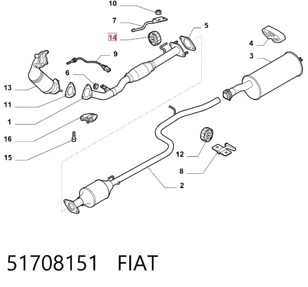 Coxim de fixação do silenciador 51708151 Fiat/Alfa/Lancia