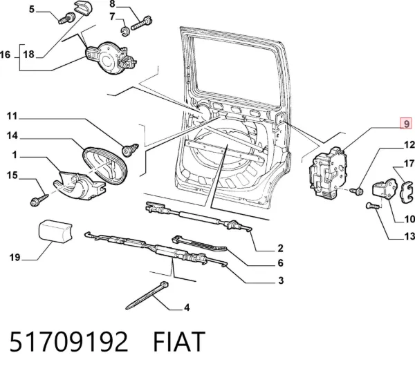 Fecho da porta lateral deslizante direita 51709192 Fiat/Alfa/Lancia