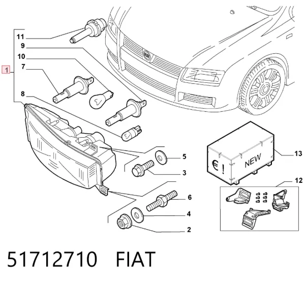 Luz direita 51712710 Fiat/Alfa/Lancia