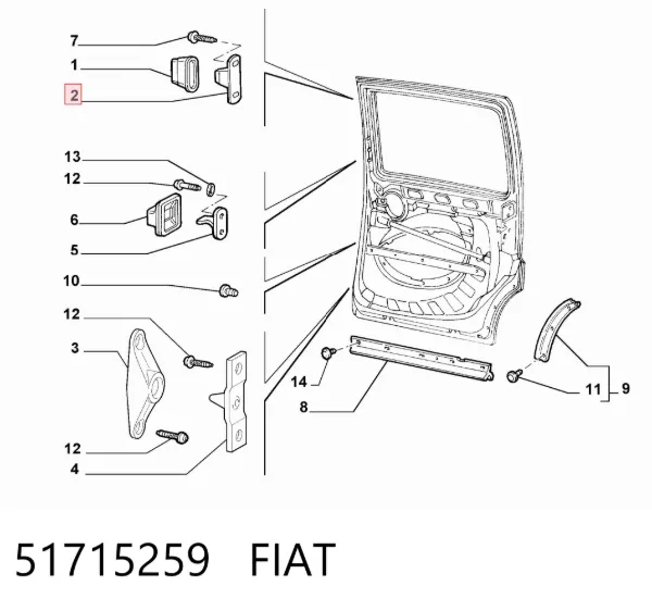Grade superior de proteção da porta deslizante 51715259 Fiat/Alfa/Lancia