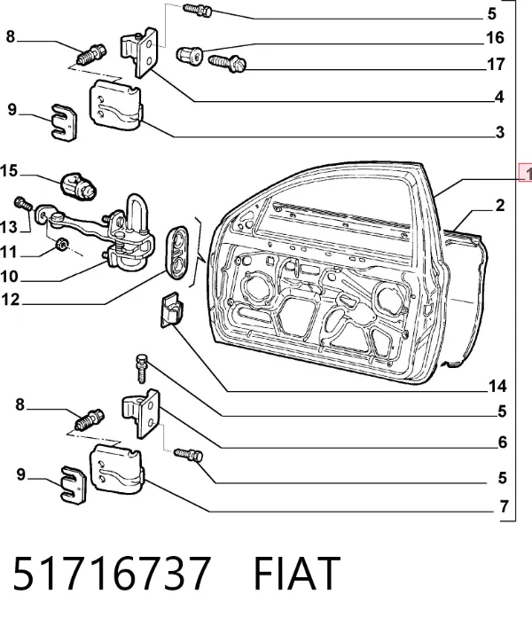 Porta dianteira esquerda 51716737 Fiat/Alfa/Lancia