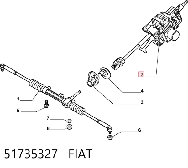 Coluna da direção 51735327 Fiat/Alfa/Lancia