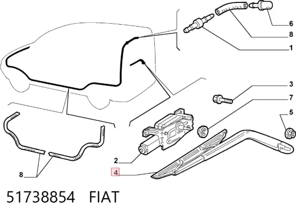 Braço de limpa-pára-brisas de vidro traseiro 51738854 Fiat/Alfa/Lancia