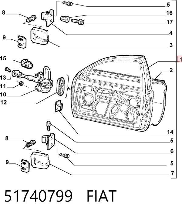Porta dianteira esquerda 51740799 Fiat/Alfa/Lancia