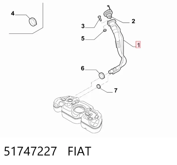 Gargalo de enchimento do tanque de combustível 51747227 Fiat/Alfa/Lancia