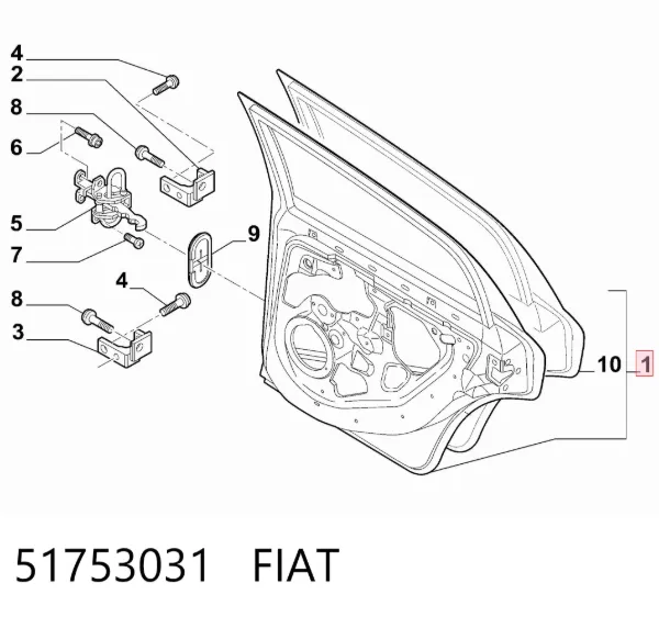 Porta traseira esquerda 51753031 Fiat/Alfa/Lancia