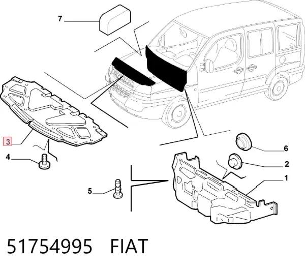 Isolamento de ruído da capota Fiat Doblo I