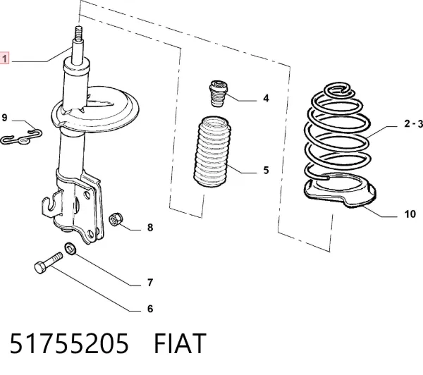 Amortecedor dianteiro 51755205 Fiat/Alfa/Lancia