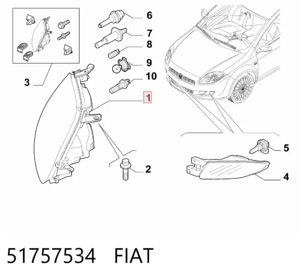 Luz direita 51757534 Fiat/Alfa/Lancia